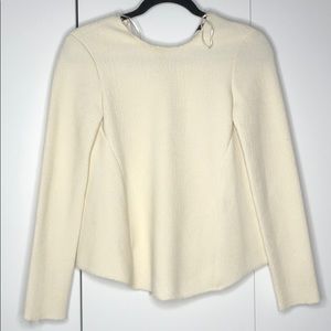 Zara Waffle Knit Sweater Raw Hem Top